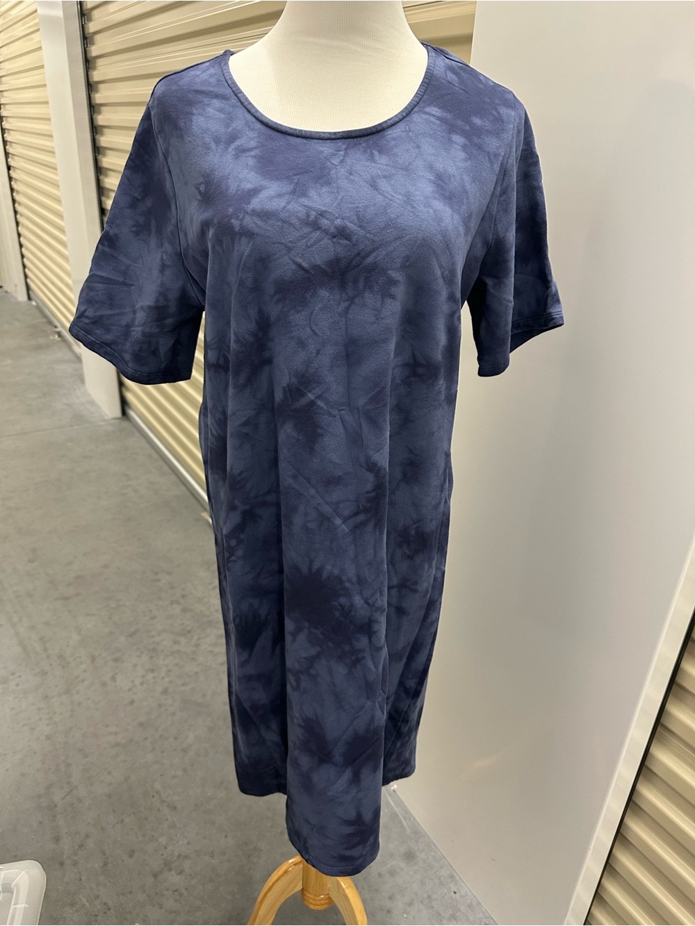 Tie-Dye Navy Blue Women’s Short-Sleeve T-Shirt Dress Hippie Beach Comfy